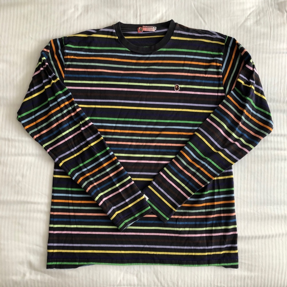 Bape rainbow stripe long sleeve tee